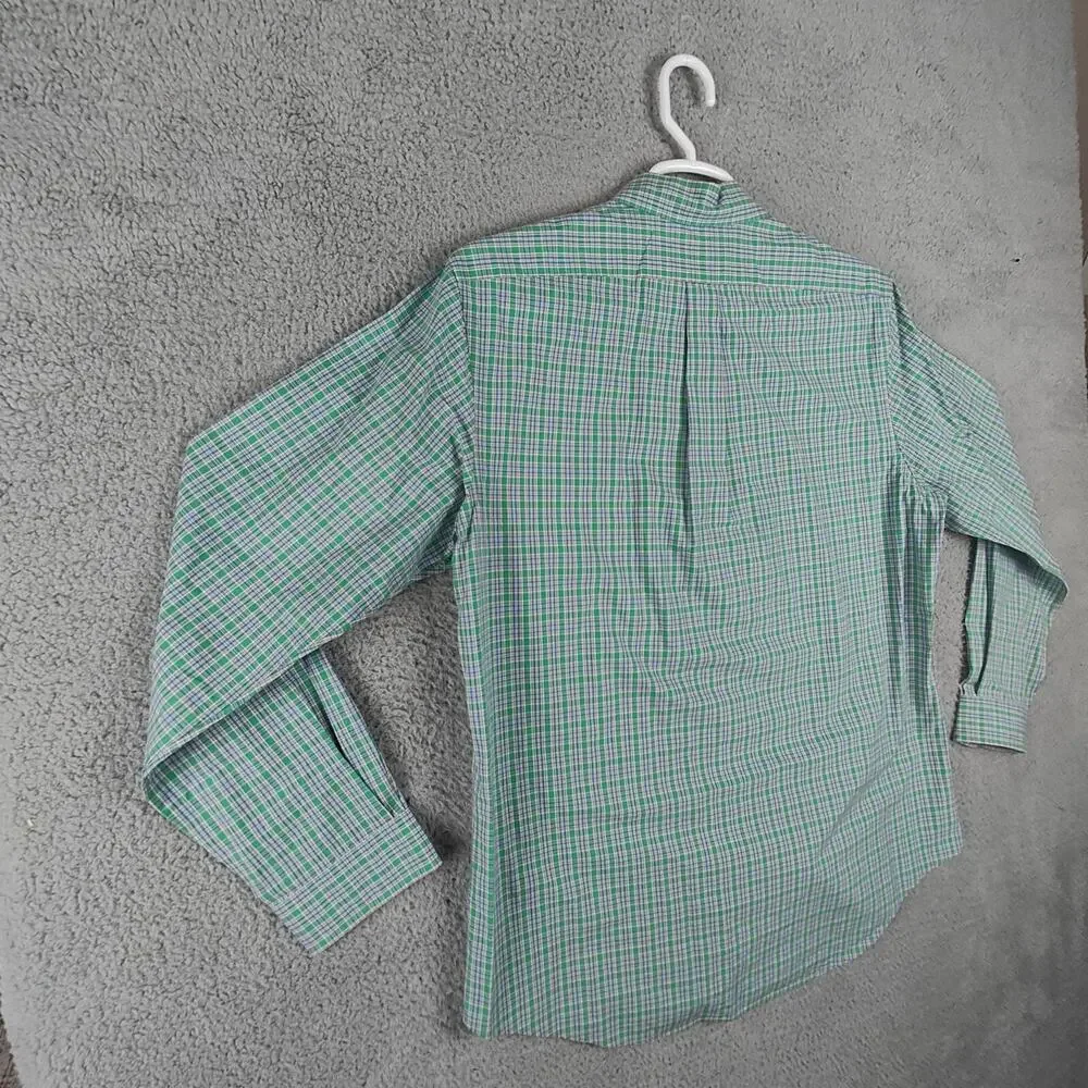 Polo Ralph Lauren Button Up Shirt Mens Large L Tartan Plaid Blue Small Pony